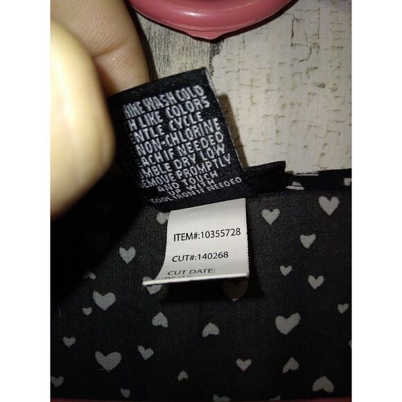 TORRID Plus Size 0X SHEER BLOUSE black with white hearts - Picture 4 of 5